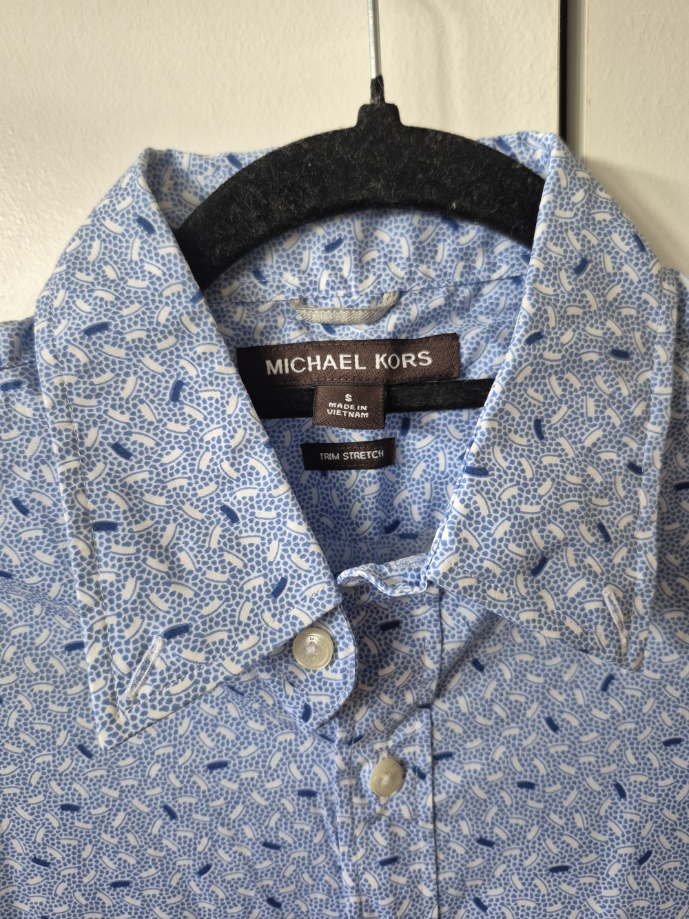 Michael Kors Light Blue & White Printed Men's Button-Down Shirt